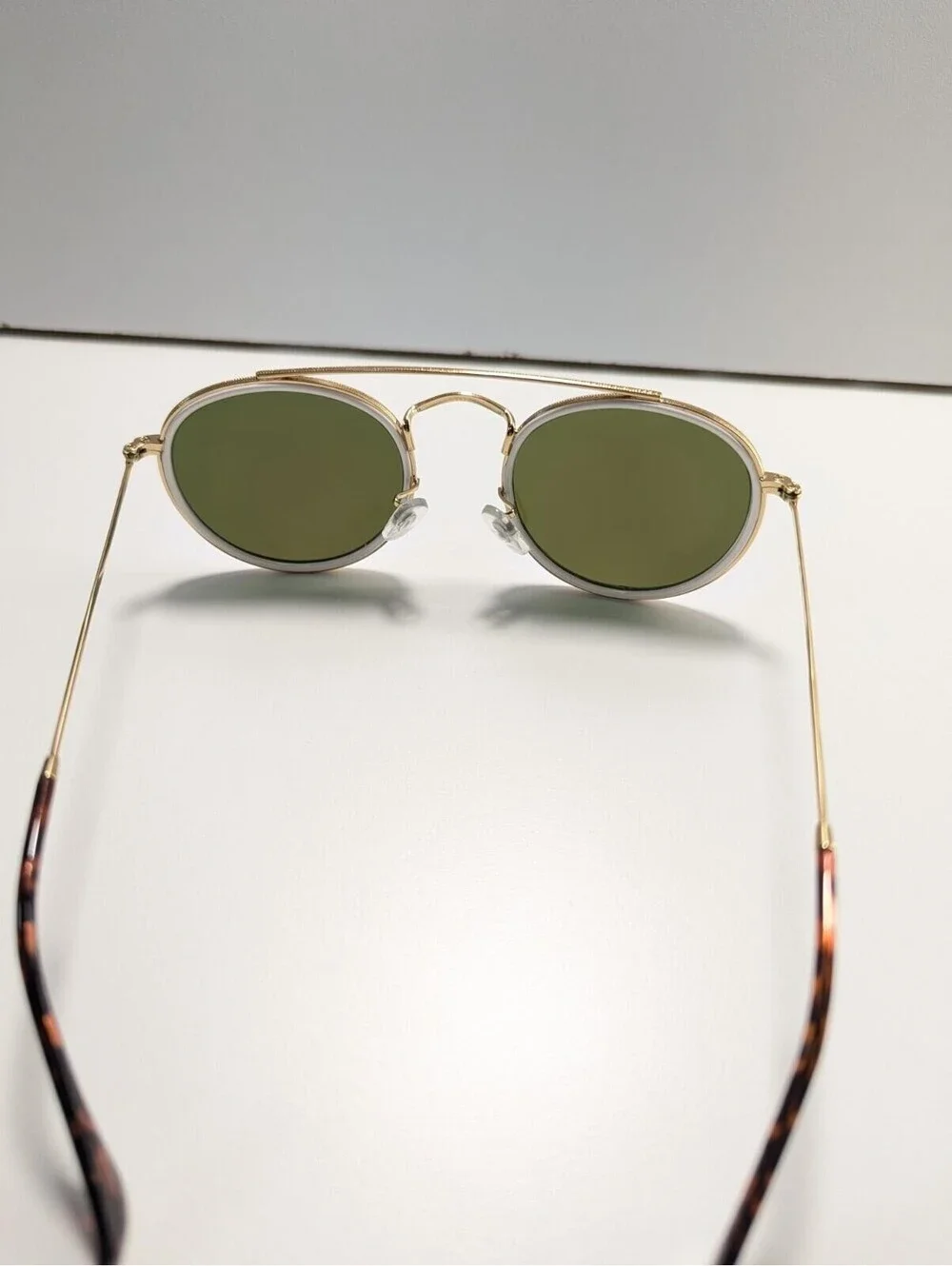 Retro Style Sunglasses  Gold Gradient Blue Lens Double Bridge 53-20